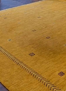 Handloom Wool Rug, Mustard Gold Geometric Carpet, Modern Area Rug, Handmade Wool Floor Rug, Contemporary Living Room Decor