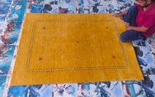 Handloom Wool Rug, Mustard Gold Geometric Carpet, Modern Area Rug, Handmade Wool Floor Rug, Contemporary Living Room Decor