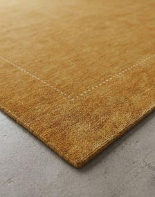 Handloom Golden Yellow Wool Rug, Solid Minimalist Area Rug, Handmade Contemporary Carpet, Modern Neutral Home Decor