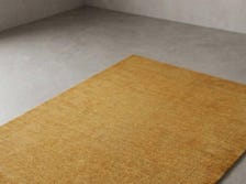 Handloom Golden Yellow Wool Rug, Solid Minimalist Area Rug, Handmade Contemporary Carpet, Modern Neutral Home Decor