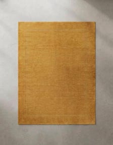 Handloom Golden Yellow Wool Rug, Solid Minimalist Area Rug, Handmade Contemporary Carpet, Modern Neutral Home Decor