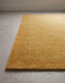 Handloom Golden Yellow Wool Rug, Solid Minimalist Area Rug, Handmade Contemporary Carpet, Modern Neutral Home Decor