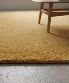 Handloom Golden Yellow Wool Rug, Solid Minimalist Area Rug, Handmade Contemporary Carpet, Modern Neutral Home Decor