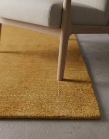 Handloom Golden Yellow Wool Rug, Solid Minimalist Area Rug, Handmade Contemporary Carpet, Modern Neutral Home Decor