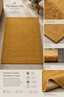 Handloom Golden Yellow Wool Rug, Solid Minimalist Area Rug, Handmade Contemporary Carpet, Modern Neutral Home Decor